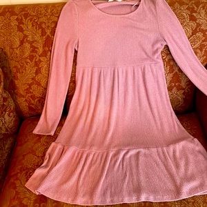 Pink long sleeve knee length dress size M